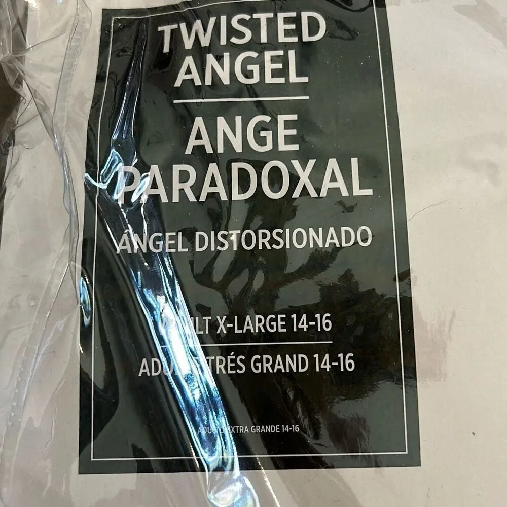 Sexy Twisted Angel Halloween Cosplay Costume XL Gothic Wings Black White